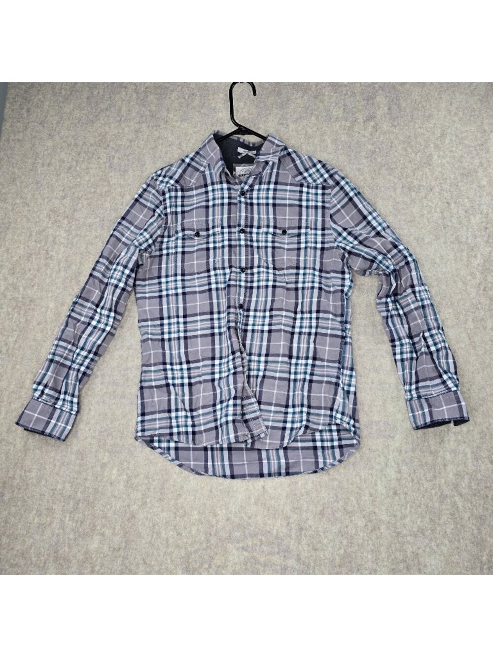 Express Mens Fitted Plaid Long Sleeve Shirt M Size